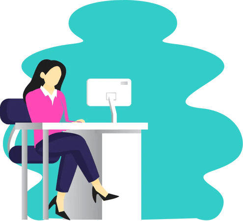 Woman is working with cloud cyan